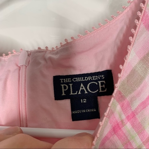 The Children’s Place Girls Linen Dress size 12 pink plaid lined sleeveless - Picture 3 of 5